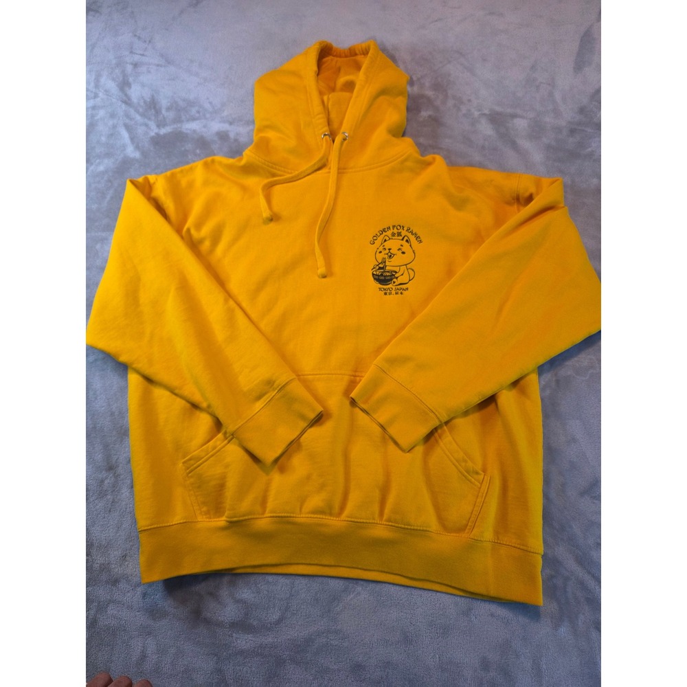 SCW Hoodie Mens XL Yellow Golden Fox Ramen Tokyo Japan Graphic Pullover